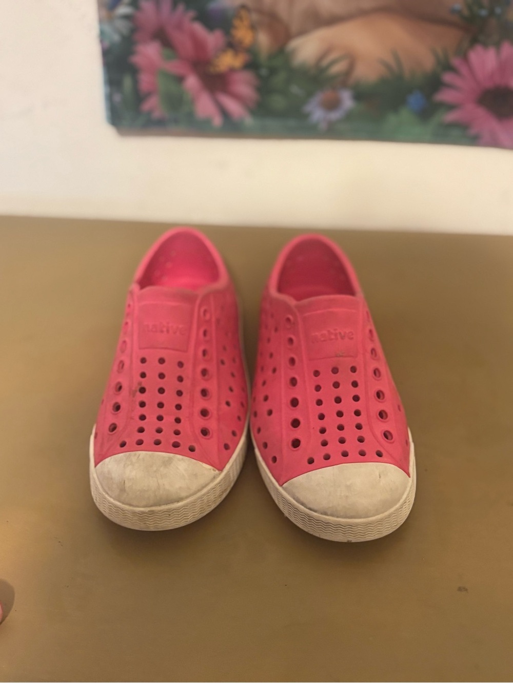 Native Kids Slip-On Sneakers in Pink with White Toe